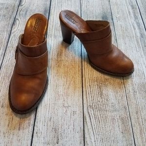 Born Brown Leather Heeled Clog 8
